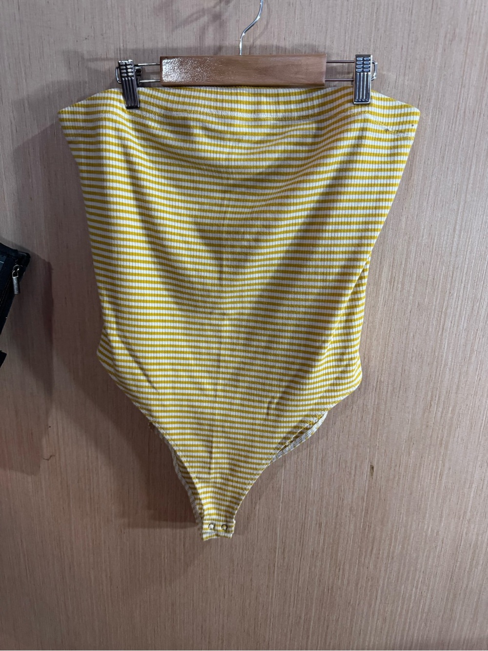 Forever 21 Ribbed Yellow and White Striped One-Piece Bodysuit Size 2X